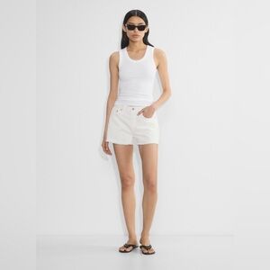 NWT Denim Forum Aritzia The Ex-Boyfriend Hi-Rise White Denim Short Size 24 Women